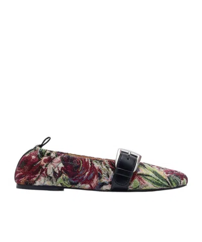 GANNI TAPESTRY BUCKLE STRAP BALLERINAS