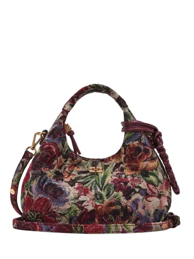 Ganni Tapestry Floral Mini Bag In Red