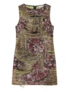 Ganni Tapestry Fringed Mini Dress In Multi