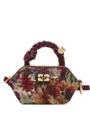 Ganni Tapestry Nano Braided-handle Mini Bag In Red