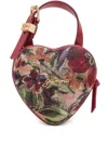 Ganni Tapestry Nano Heart Tote Bag In Red