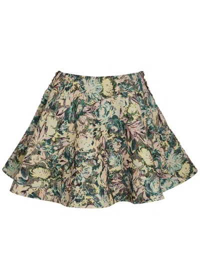 Ganni Tapestry Patterned-jacquard Woven Mini Circle Skirt In Multi