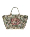 Ganni Large Floral-pattern Tapestry-effect Tote Bag In Brown