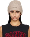 Ganni Taupe Soft Wool Beanie In 859 Almond Milk