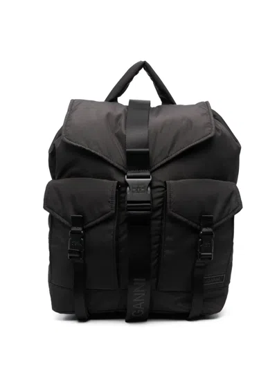 Ganni Tech Backpack Woman Black