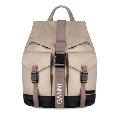 Ganni Tech Beige Backpack