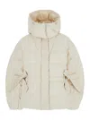 Ganni Tech Seersucker Oversized Puffer Jacket In White