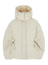 Ganni Tech Seersucker Oversized Puffer Jacket In White