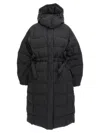 Ganni Tech Seersucker Puffer Down Jacket In Black