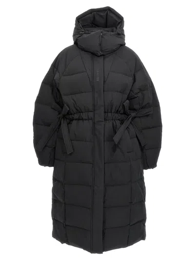 Ganni Tech Seersucker Puffer Down Jacket In Black