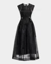 Ganni Semi-sheer Dress In Black
