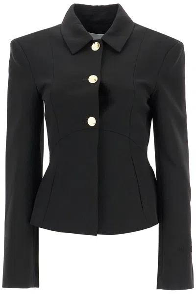 Ganni Technical Twill Blazer For In Black (black)
