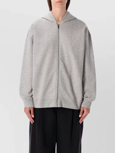 Ganni Teddy Back Hooded Sweatshirt In Gray