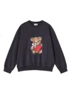 Ganni Bear Graphic Sweatshirt With Rhinestones In Black