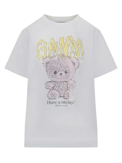 Ganni Teddy T-shirt In Gray