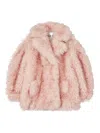 Ganni Teddy-textured Double-breasted Coat In Pink