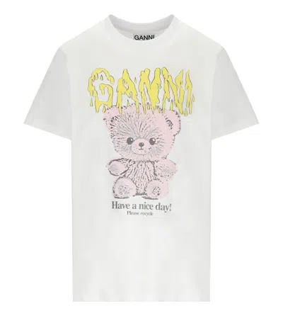 GANNI TEDDY WHITE T-SHIRT