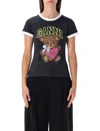 Ganni Black Crewneck T-shirt With Maxi Logo On The Front In Cotton Jersey Woman In Black