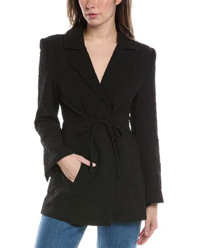 Ganni Textured Blazer In Black