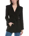 Ganni Tweed Single-breasted Blazer In Black