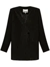 Ganni Textured Collarless Jacket In Black