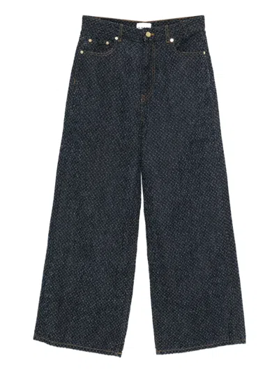 Ganni Textured Jeans In Blue