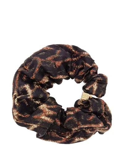 Ganni Textured Logo Hair Accessory In Brown