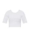 Ganni Cable-knit Organic Cotton T-shirt In White