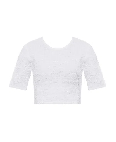 GANNI TEXTURED ORGANIC COTTON CROP TOP