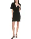 Ganni Textured Short-sleeve Minidress In Black