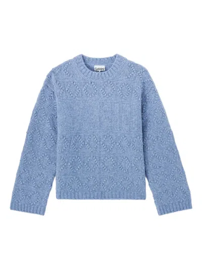 Ganni Textured Sweater In Blue