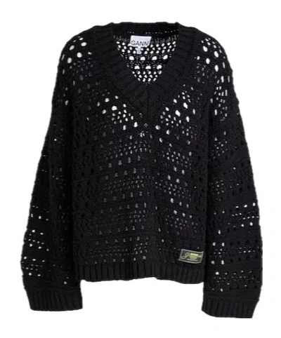 Ganni Thick Knit Cardigan In Black