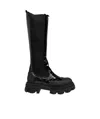 Ganni 50mm Crocodile-embossed Knee-high Boots In Black