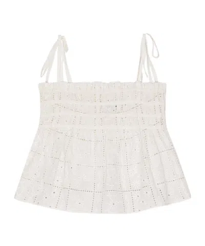 Ganni Thin Shoulder Strap Embroidered Sling In White