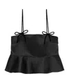 Ganni Satin Peplum Top In Black