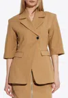 Ganni Three-quarter Sleeved Blazer In Brown
