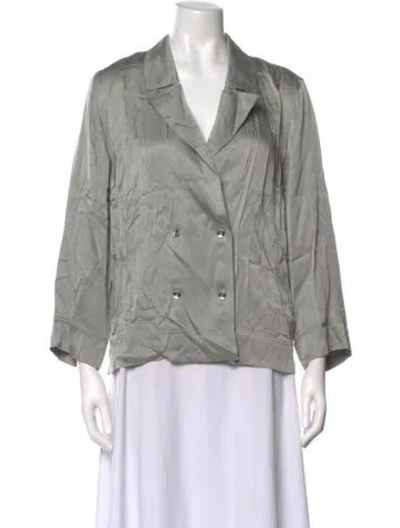 Pre-owned Ganni Three-quarter Sleeve Blouse In Gray