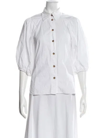 Pre-owned Ganni Three-quarter Sleeve Blouse In Neutral