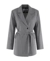Ganni Tie A Suit Coat In Gray