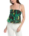 Ganni Banana Print Organic Cotton Camisole In Black
