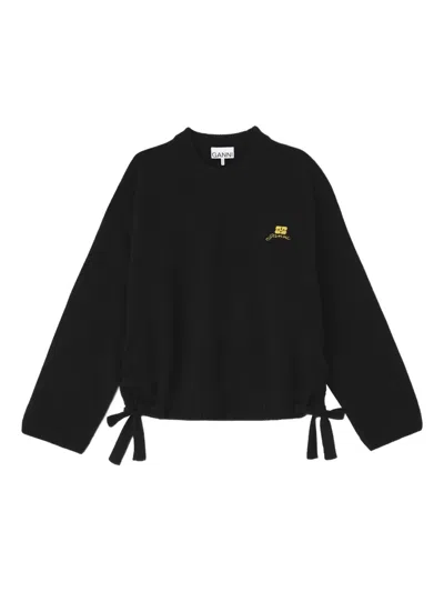 Ganni Tie-detail Sweater In Black