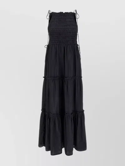 GANNI 'TIE DRAWSTRING SMOCKED TIERED SLEEVELESS SKIRT'