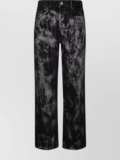 Ganni Tie-dye Denim Trousers Pockets In Black