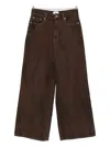 Ganni Brown Jeans With Tie-dye Pattern And Logo Patch On Back In Denim Woman In Brown