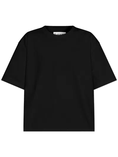 Ganni Tie-fastening T-shirt In Black
