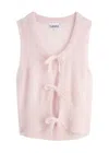 Ganni Bow-embellished Mohair-blend Vest In Lilac