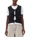Ganni Knitted Tie String Vest In Black