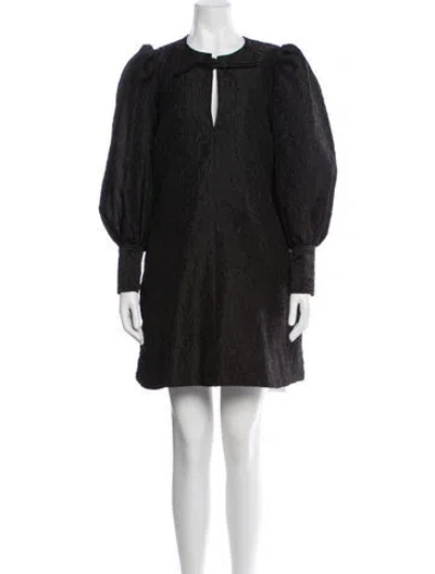Pre-owned Ganni Tie Neck Mini Dress In Multi