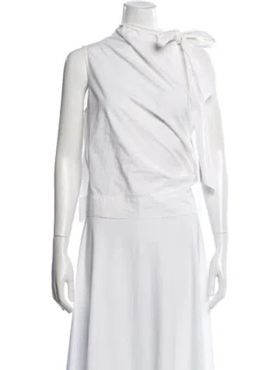 Pre-owned Ganni Tie Neck Sleeveless Top In White