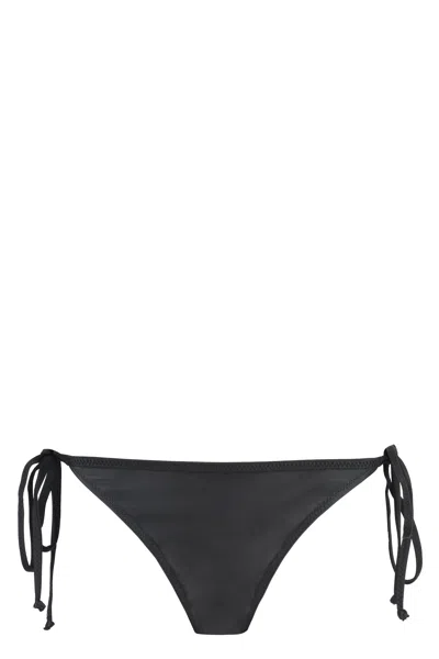 Ganni Self-tie Bikini Bottoms In Black